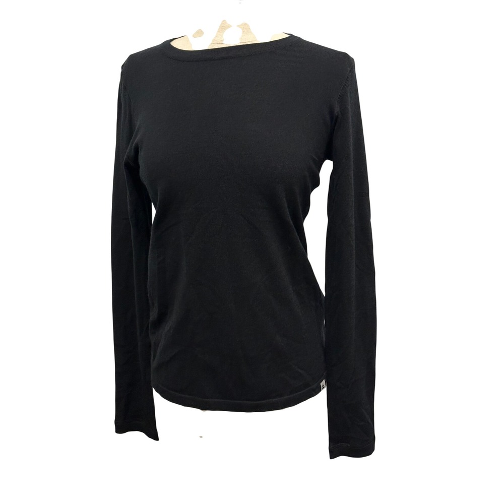 Danish Endurance Womens Merino Wool Blend Long Sleeve Base Layer Top Black S